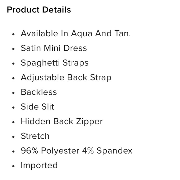 Satin Mini Dress- Aqua - Picture 5 of 5